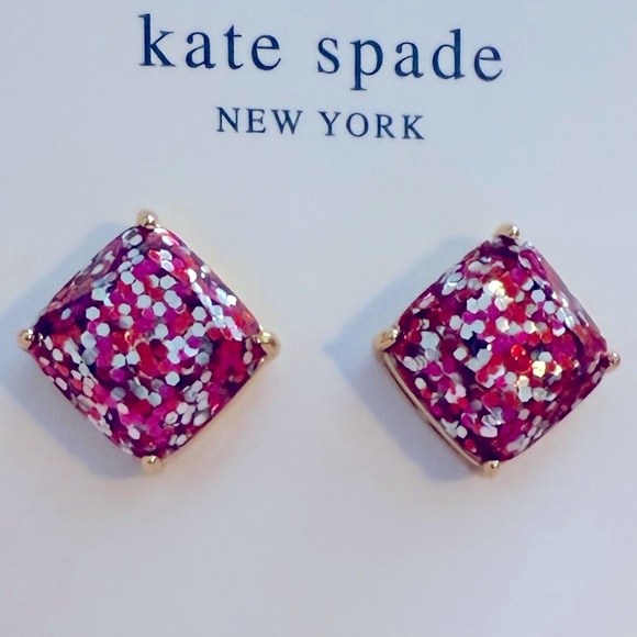 kate spade Jewelry - Kate Spade Earrings square pink red multi sparkle. Perfect for Holiday Christmas